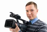 man with a videocamera