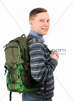 Happy College Student with Backpack