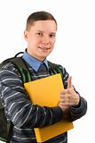 male student with thumb up
