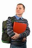 Young student man with a backpack