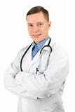 happy young doctor with stethoscope