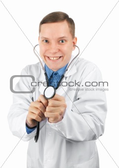 Crazy and funny young doctor