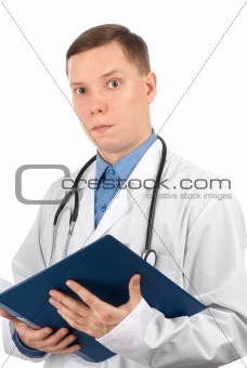 Surprised young male doctor