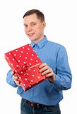 young man with a gift box