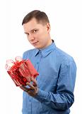 a young man offering a gift to you