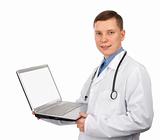 Doctor holding his laptop