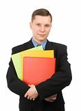 businessman with colored folders