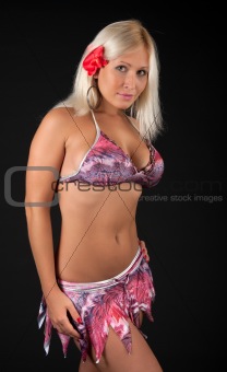 Beautiful young blond woman wearing bikini