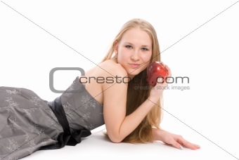 Young woman lying on the floor