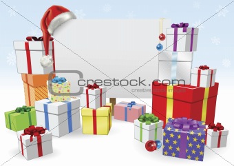 Christmas sign and gifts concept