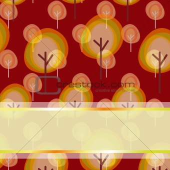 Abstract autumn tree seamless pattern greeting card