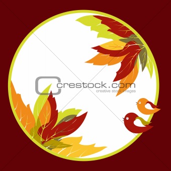 Abstract autumn leaves with bird background