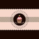 Cherry cupcake invitation card