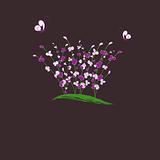 summertime purple flower butterfly greeting card