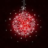 Red Christmas ornament ball on seamless pattern background