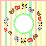 set cute cartoon animal background with vintage circle
