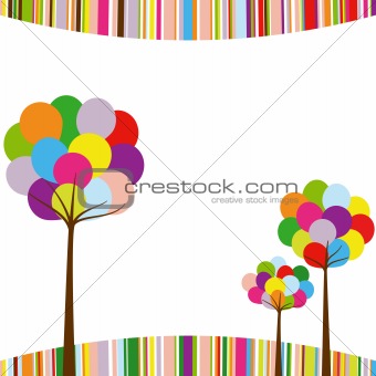 Abstract springtime rainbow color tree