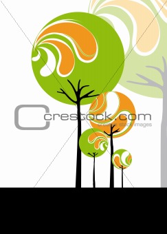 Abstract stylish tree on black and white background