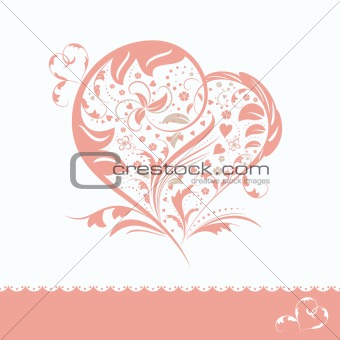 Abstract flower heart shape invitation card