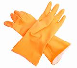 Two orange rubber gloves