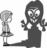 Girl and scary shadow