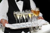 Waiters served champagne and wine 