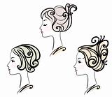 portrait of three female with stylised hairstyles