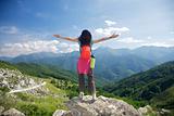 happy trekking woman in Picos de Europa