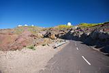 rural road and observatories at La Palma