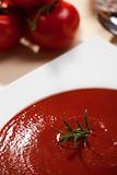 closeup of fresh tomato soup