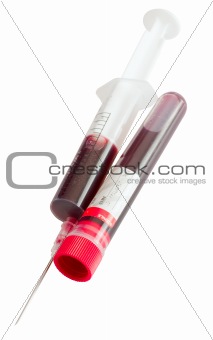 Syringe and Test Tube With Blood