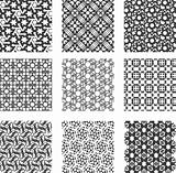 Set of black and white geometric patterns. Vector backgrounds collection