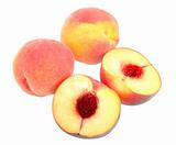 Group of four yellow-red peaches