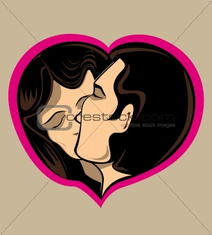 Couple kissing in love heart