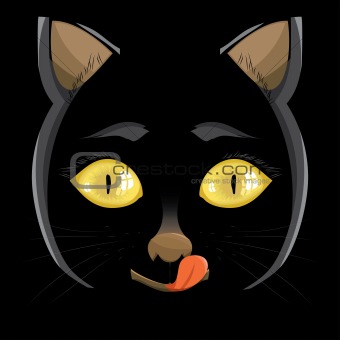 illustration. head of a black cat