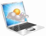 Weather sun and cloud icon  laptop concept