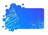 Blue Christmas frame with contour christmas tree