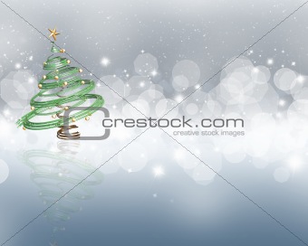Christmas tree on a starry lights background