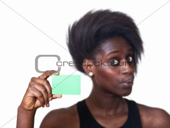 Beautiful Black Woman Showing Blank Billboard