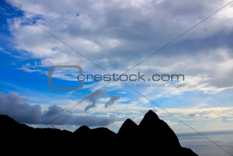 Silhouette of the Pitons