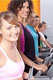 Group of young woman in the gym centre