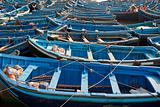 Blue boats in Essaouira port.