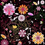 Seamless dark floral pattern