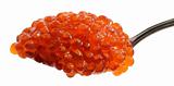 Spoon of red caviar 