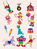 cartoon happy circus show icons collection
