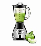Drawing color kitchen blender with Apple juice. Vector illustration