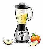 Drawing color kitchen blender with Apple juice. Vector illustration