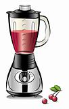 Drawing color kitchen blender with Cherry juice. Vector illustration