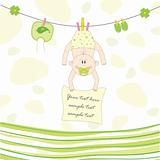 Baby on the rope for drying, vector illustration