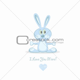 Blue love rabbit, vector illustration